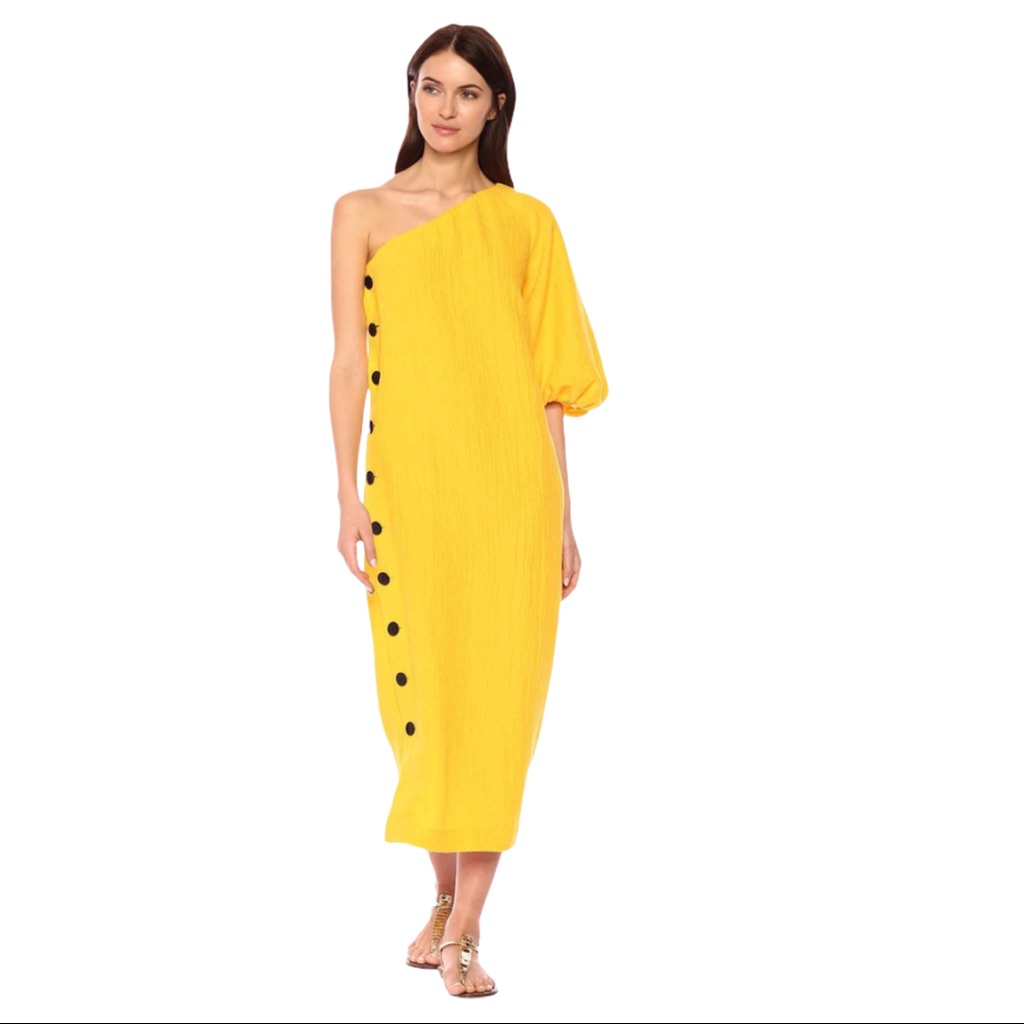 Mara Hoffman Yellow Emilie One Shoulder Dress 4